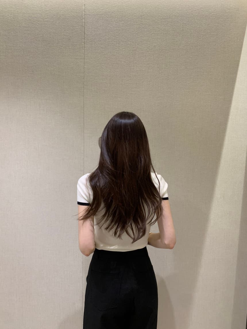 있음 선적 사이즈 업데이트 한국 chic 여름 새로운 얇은 스타일 프랑스식 배색 품격 반팔 니트 스웨터 상세 이미지 10