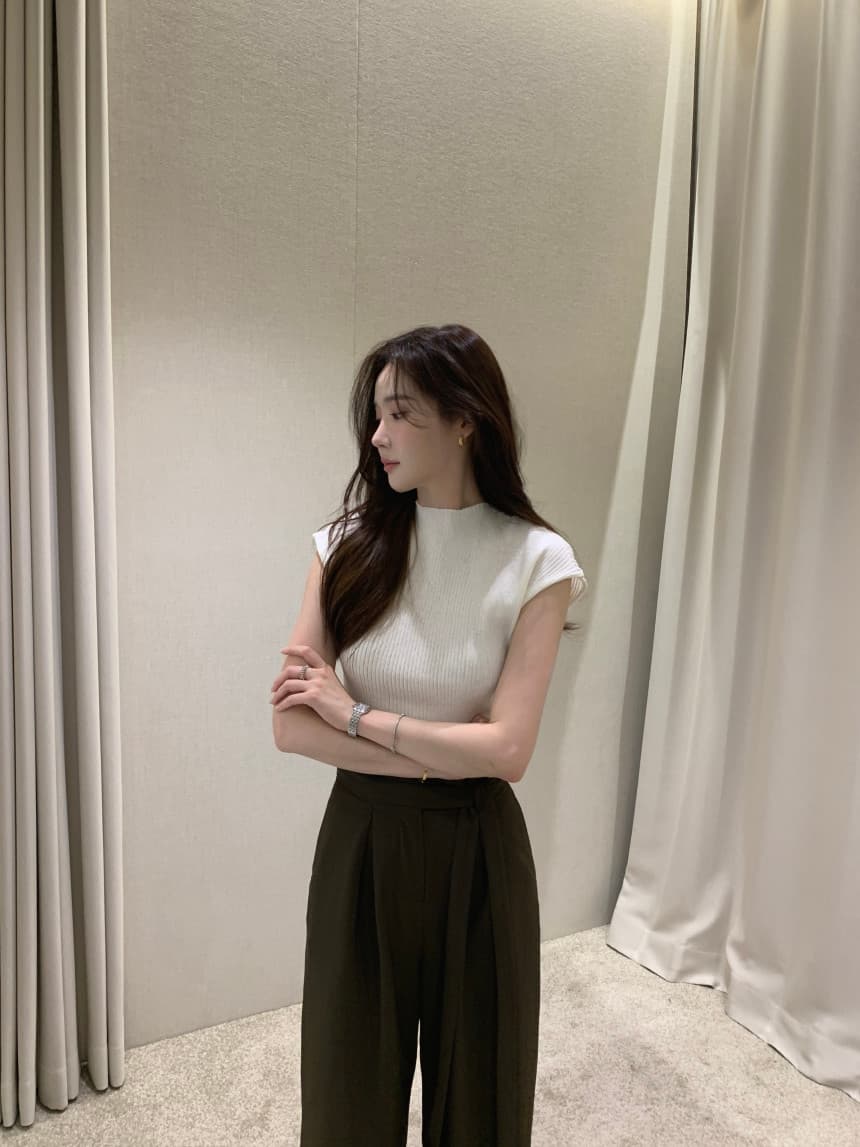 있음 선적 사이즈 업데이트 한국 chic 여름 새로운 품격 단색 미니멀리즘 반팔 니트 스웨터 상세 이미지 1