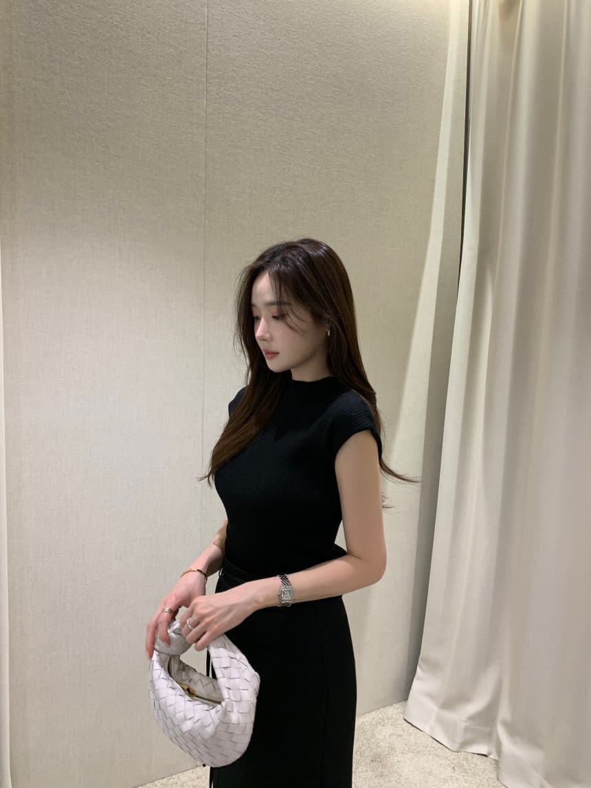 있음 선적 사이즈 업데이트 한국 chic 여름 새로운 품격 단색 미니멀리즘 반팔 니트 스웨터 상세 이미지 25