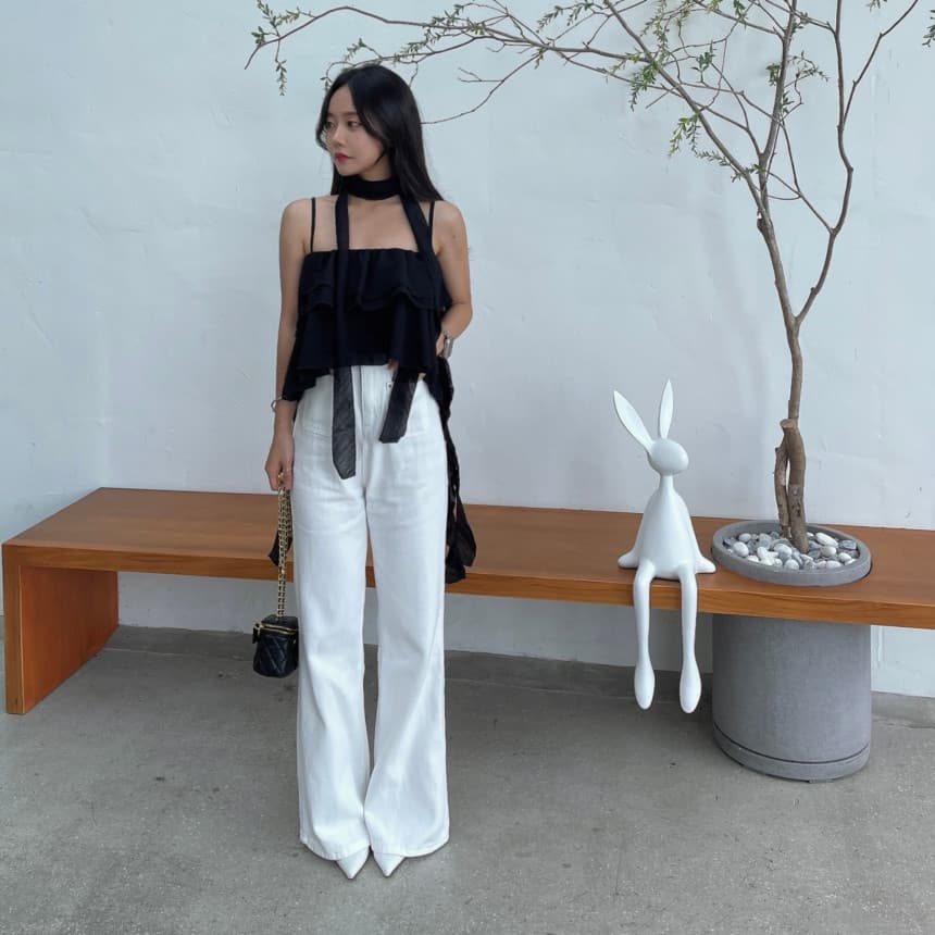 있음 선적 사이즈 업데이트 한국 chic 여름 새로운 프랑스식 달콤함 프릴 행침 목 레이스 캐미솔 상세 이미지 17