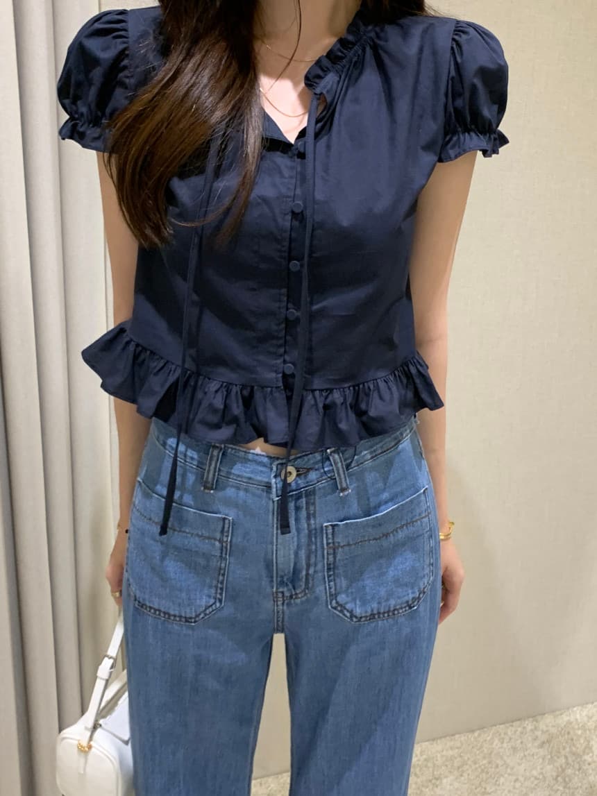 있음 선적 사이즈 업데이트 한국 chic 여름 새로운 달콤함 디자인 센스 레이스업 레이스 슬림해 보이는 쇼트 스타일 작은 셔츠 상세 이미지 18