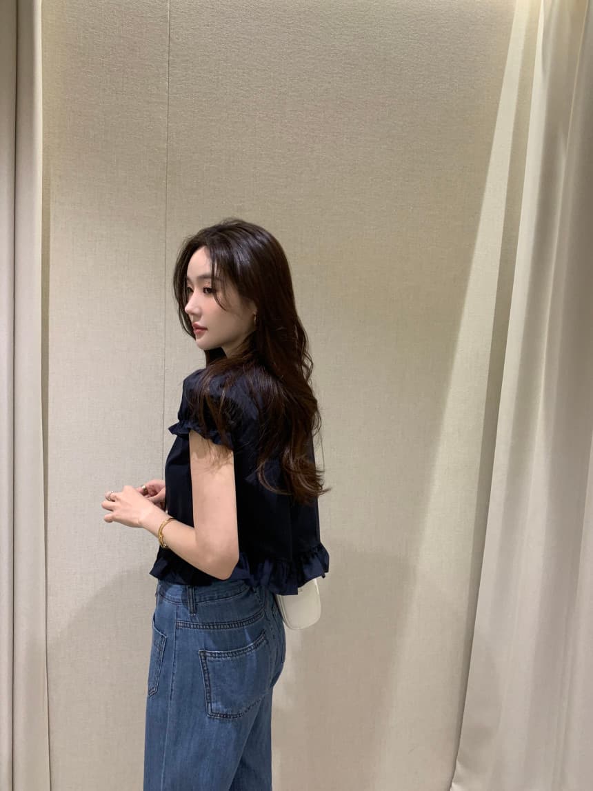 있음 선적 사이즈 업데이트 한국 chic 여름 새로운 달콤함 디자인 센스 레이스업 레이스 슬림해 보이는 쇼트 스타일 작은 셔츠 상세 이미지 19