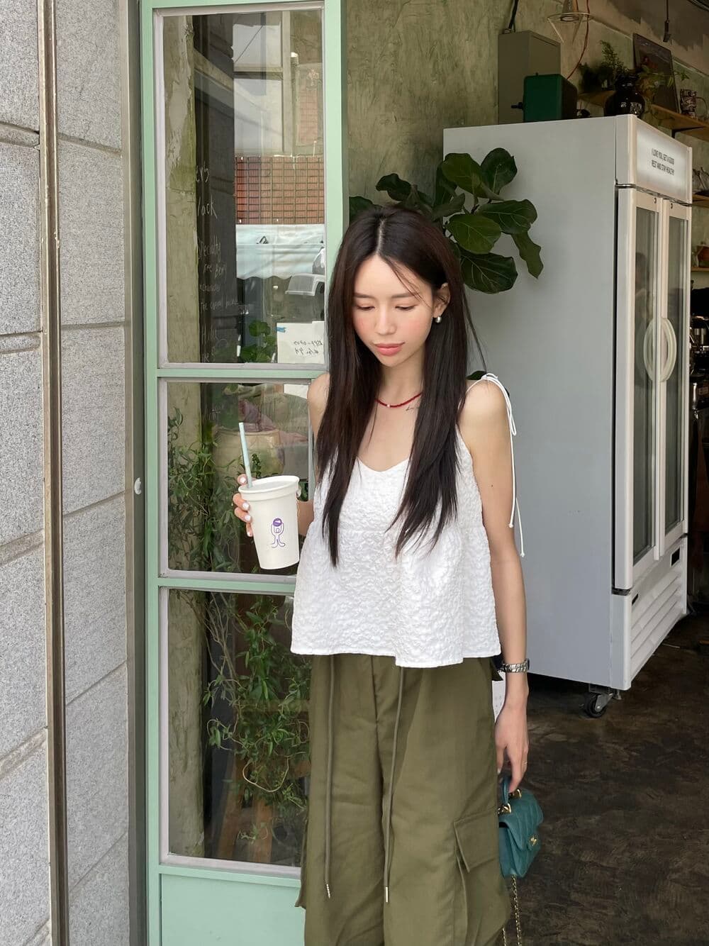 있음 선적 사이즈 업데이트 한국 chic 여름 새로운 품격 달콤함 레이스업 슬립 연령 감소 단색 인형 셔츠 상세 이미지 26