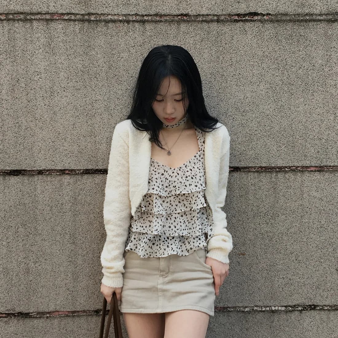 있음 선적 사이즈 업데이트 한국 chic 여름 새로운 섹시함 레오파드 무늬 케이크 층 행침 목 다용도 캐미솔 상세 이미지 2