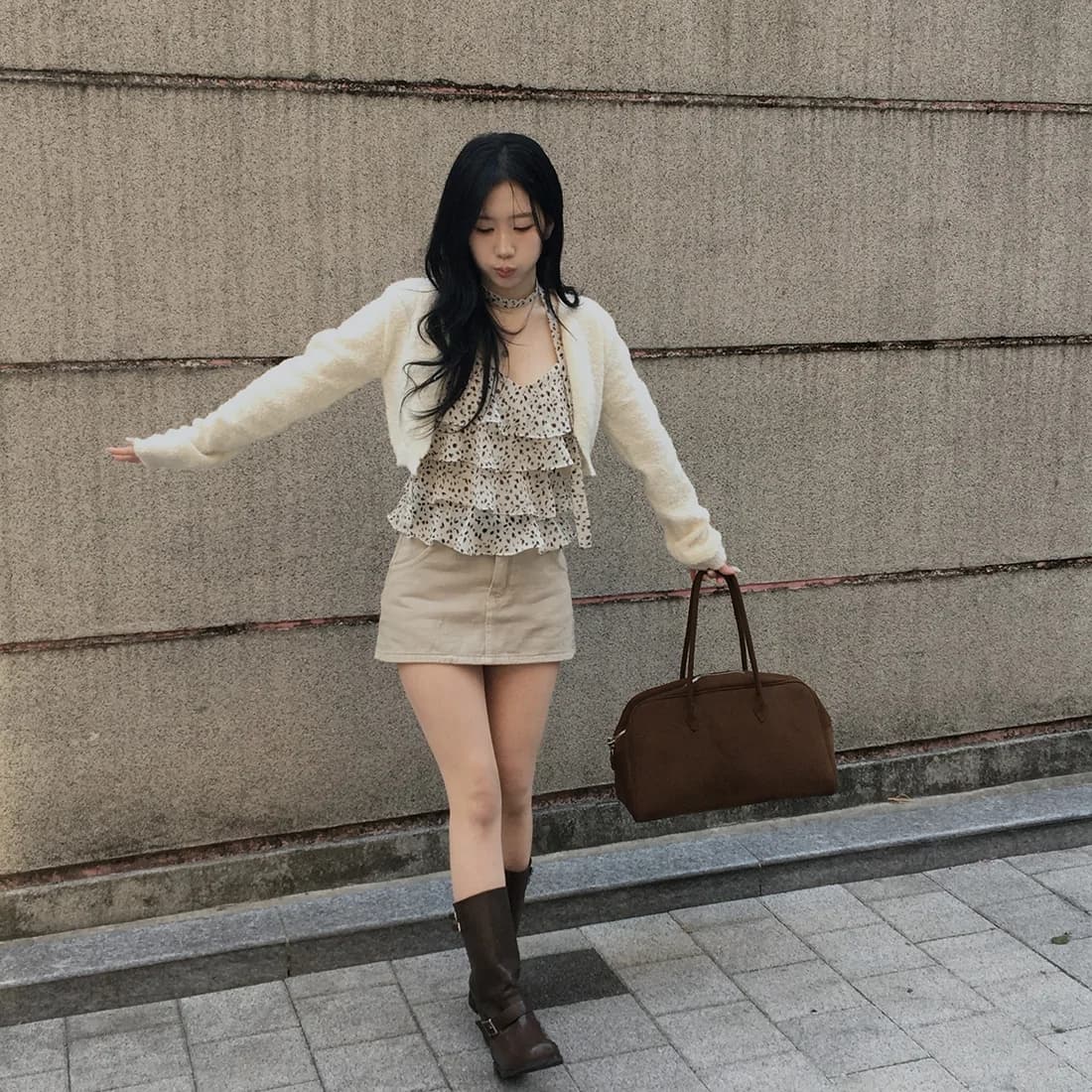 있음 선적 사이즈 업데이트 한국 chic 여름 새로운 섹시함 레오파드 무늬 케이크 층 행침 목 다용도 캐미솔 상세 이미지 12