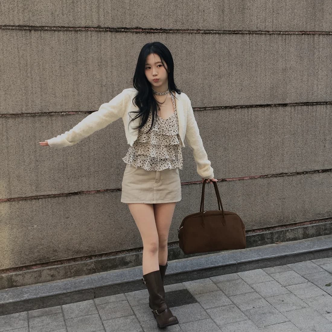 있음 선적 사이즈 업데이트 한국 chic 여름 새로운 섹시함 레오파드 무늬 케이크 층 행침 목 다용도 캐미솔 상세 이미지 16