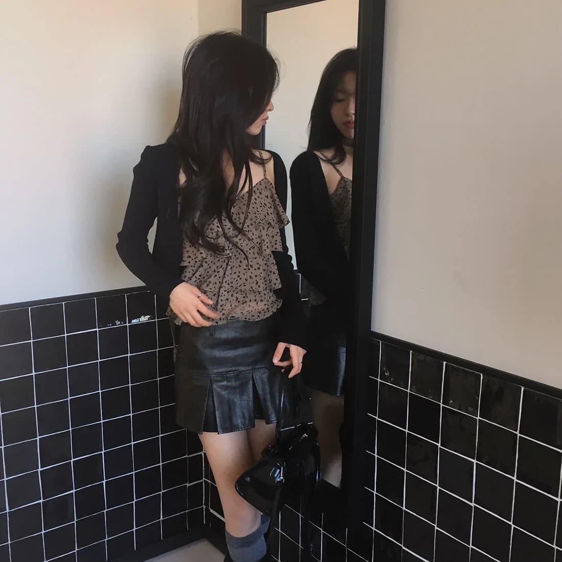 있음 선적 사이즈 업데이트 한국 chic 여름 새로운 섹시함 레오파드 무늬 케이크 층 행침 목 다용도 캐미솔 상세 이미지 81
