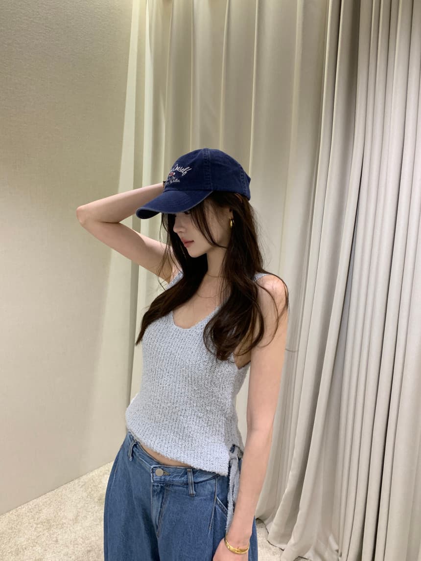 있음 선적 사이즈 업데이트 한국 chic 여름 새로운 프랑스식 민소매 측면 레이스업 다용도 니트 조끼 상세 이미지 20