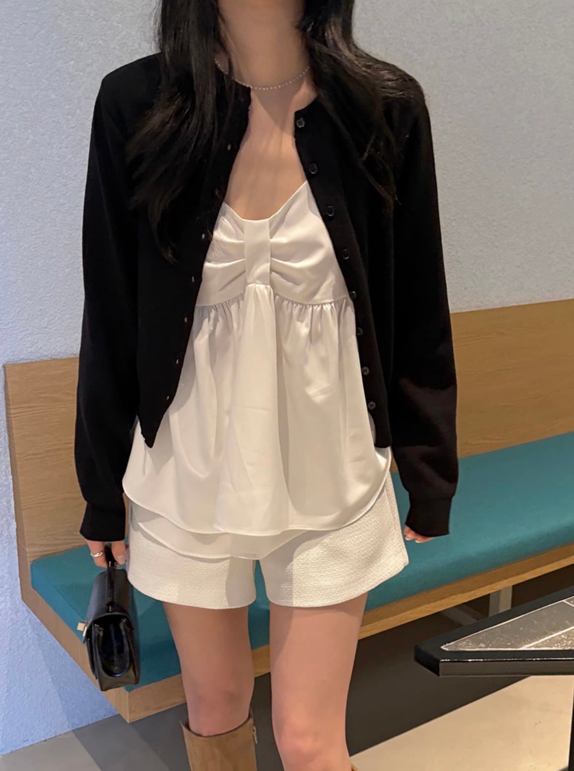 있음 선적 사이즈 업데이트 한국 chic 여름 새로운 달콤함 이중층 치마 스타일 밑단 조끼 슬립 맨위 상세 이미지 7