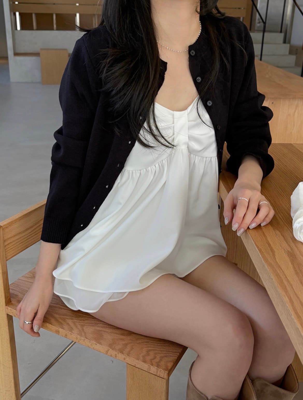 있음 선적 사이즈 업데이트 한국 chic 여름 새로운 달콤함 이중층 치마 스타일 밑단 조끼 슬립 맨위 상세 이미지 16