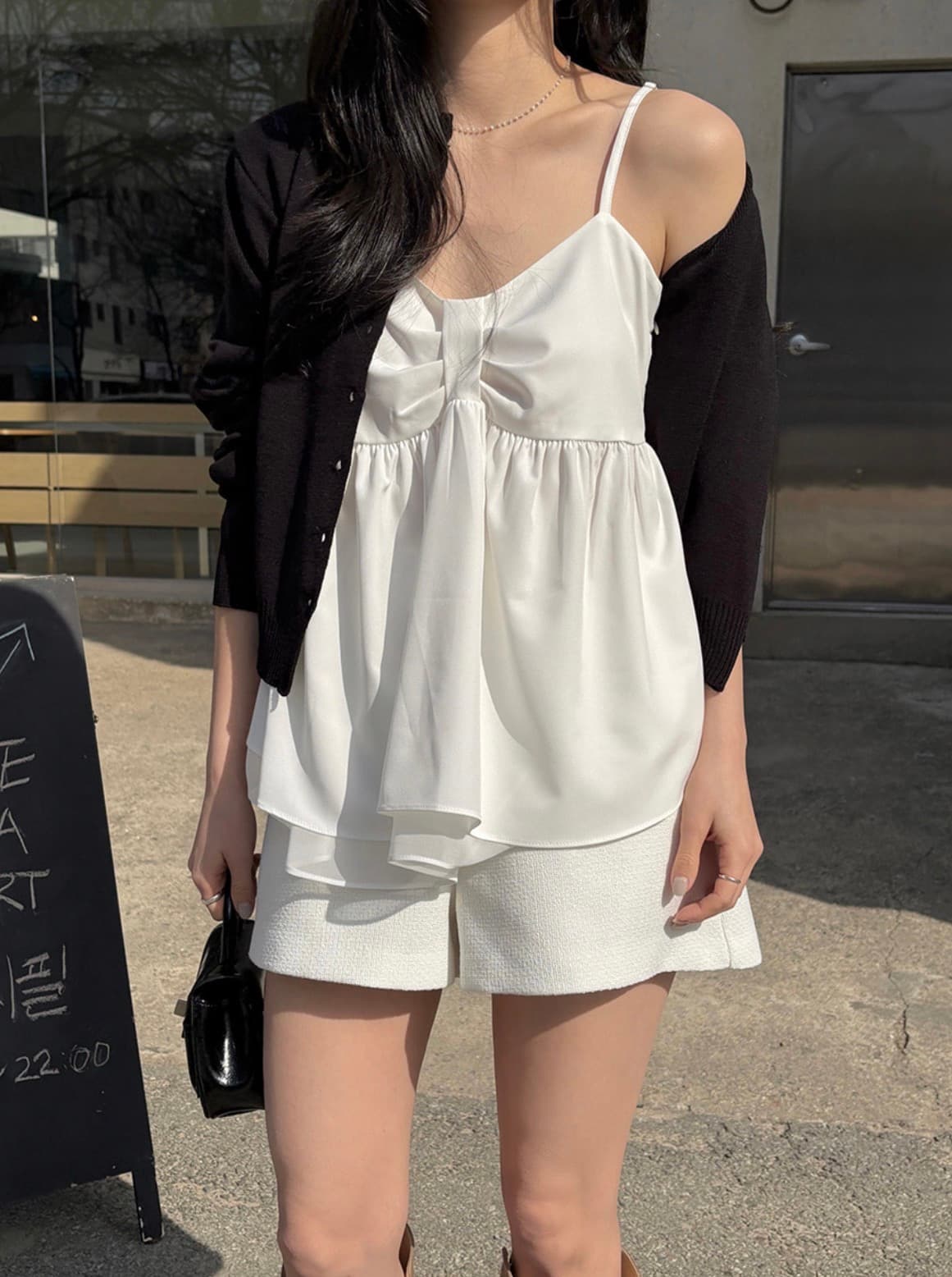 있음 선적 사이즈 업데이트 한국 chic 여름 새로운 달콤함 이중층 치마 스타일 밑단 조끼 슬립 맨위 상세 이미지 19