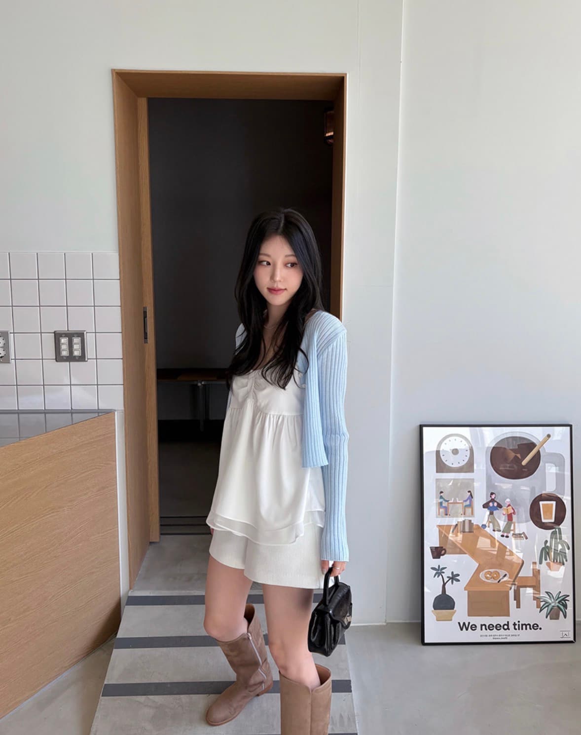 있음 선적 사이즈 업데이트 한국 chic 여름 새로운 달콤함 이중층 치마 스타일 밑단 조끼 슬립 맨위 상세 이미지 21