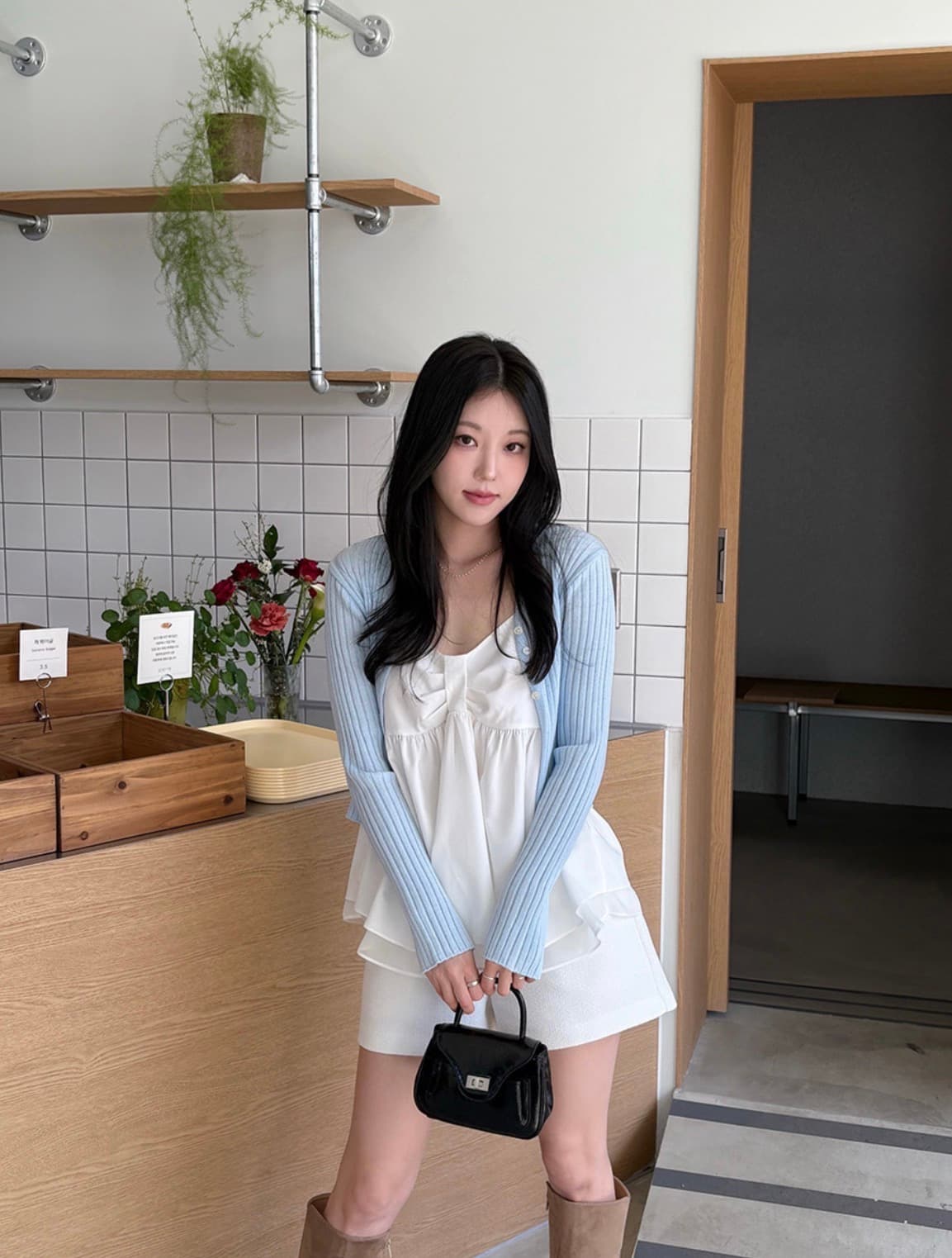 있음 선적 사이즈 업데이트 한국 chic 여름 새로운 달콤함 이중층 치마 스타일 밑단 조끼 슬립 맨위 상세 이미지 24