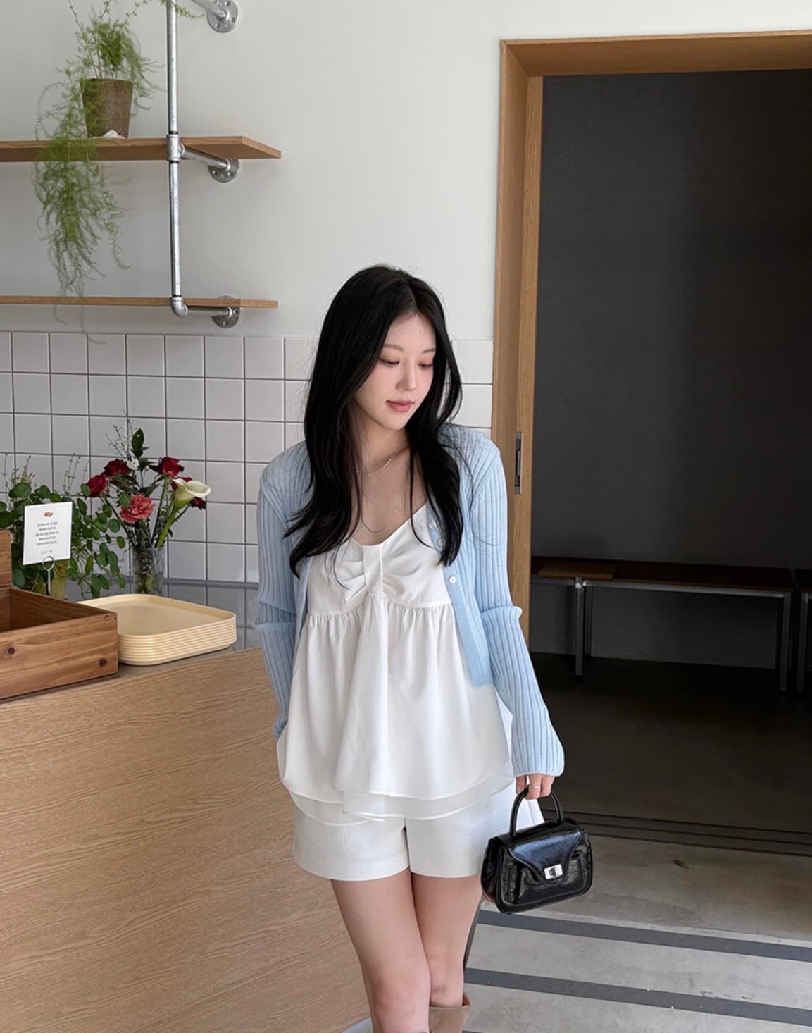 있음 선적 사이즈 업데이트 한국 chic 여름 새로운 달콤함 이중층 치마 스타일 밑단 조끼 슬립 맨위 상세 이미지 25