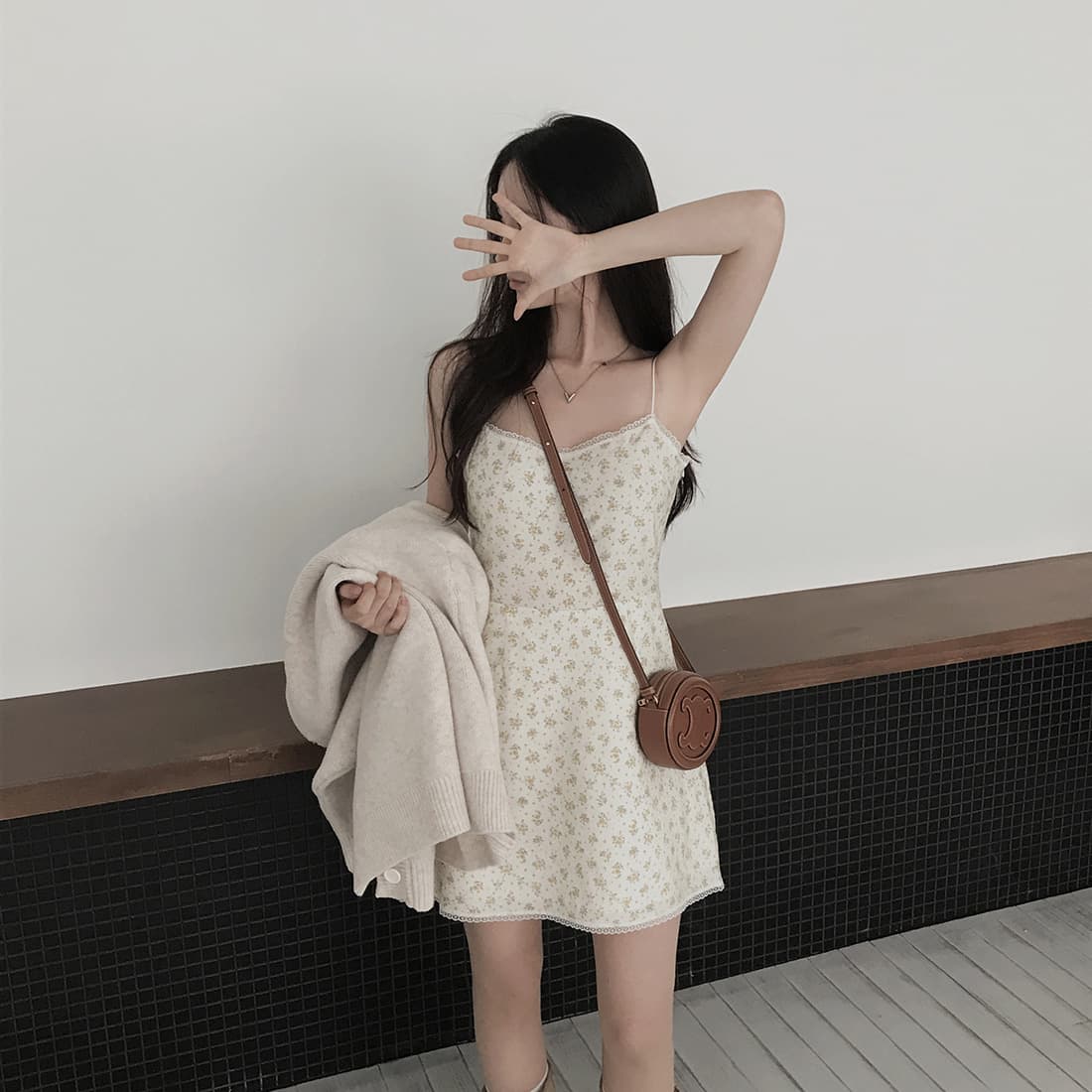 있음 선적 사이즈 업데이트 한국 chic 여름 새로운 섹시함 프린트 레이스 다용도 슬립 드레스 상세 이미지 24