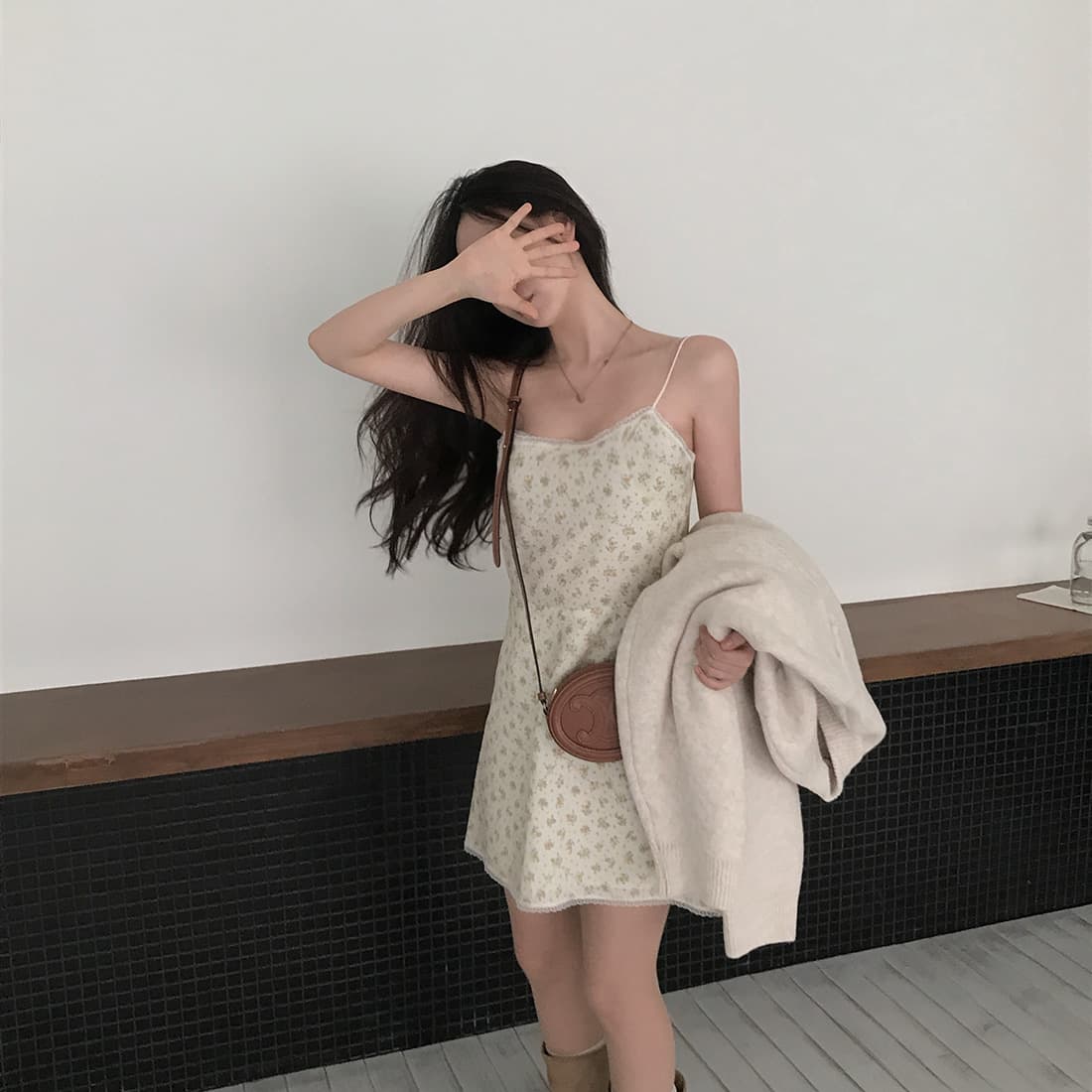 있음 선적 사이즈 업데이트 한국 chic 여름 새로운 섹시함 프린트 레이스 다용도 슬립 드레스 상세 이미지 30