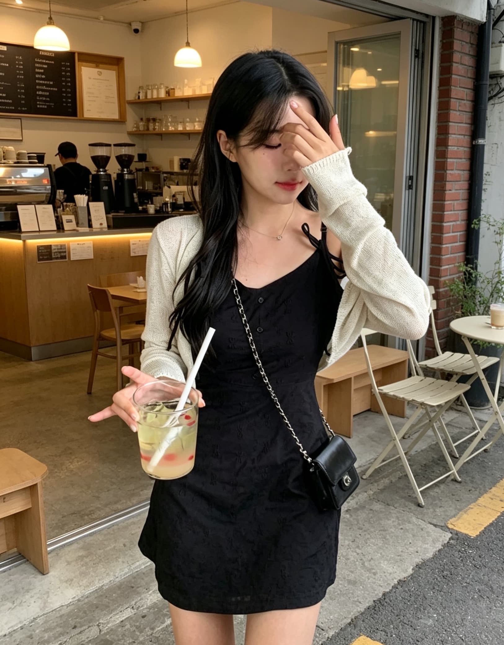 있음 선적 사이즈 업데이트 한국 chic 여름 새로운 달콤함 나비 매듭 뒤로 레이스업 슬립 드레스 상세 이미지 8