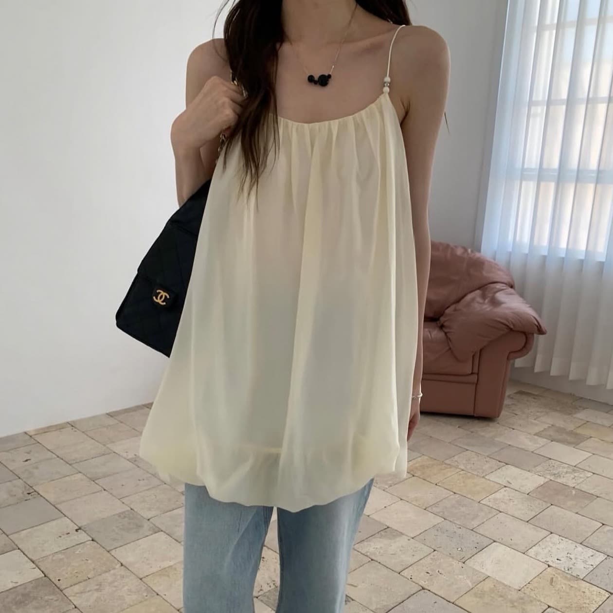 있음 선적 사이즈 업데이트 한국 chic 여름 새로운 구슬 슬립 달콤함 귀여운 단색 꽃밭 미니 스커트 이미지 3
