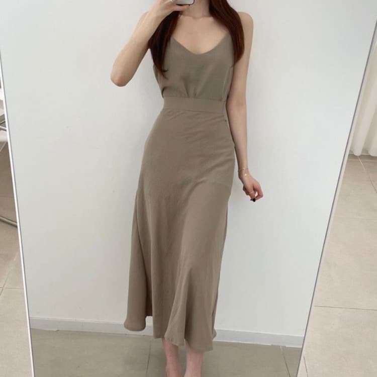 있음 선적 사이즈 업데이트 chic 여름 새로운 프랑스식 미니멀리즘 캐미솔 반신 스커트 품격 투피스 슈트 이미지 4