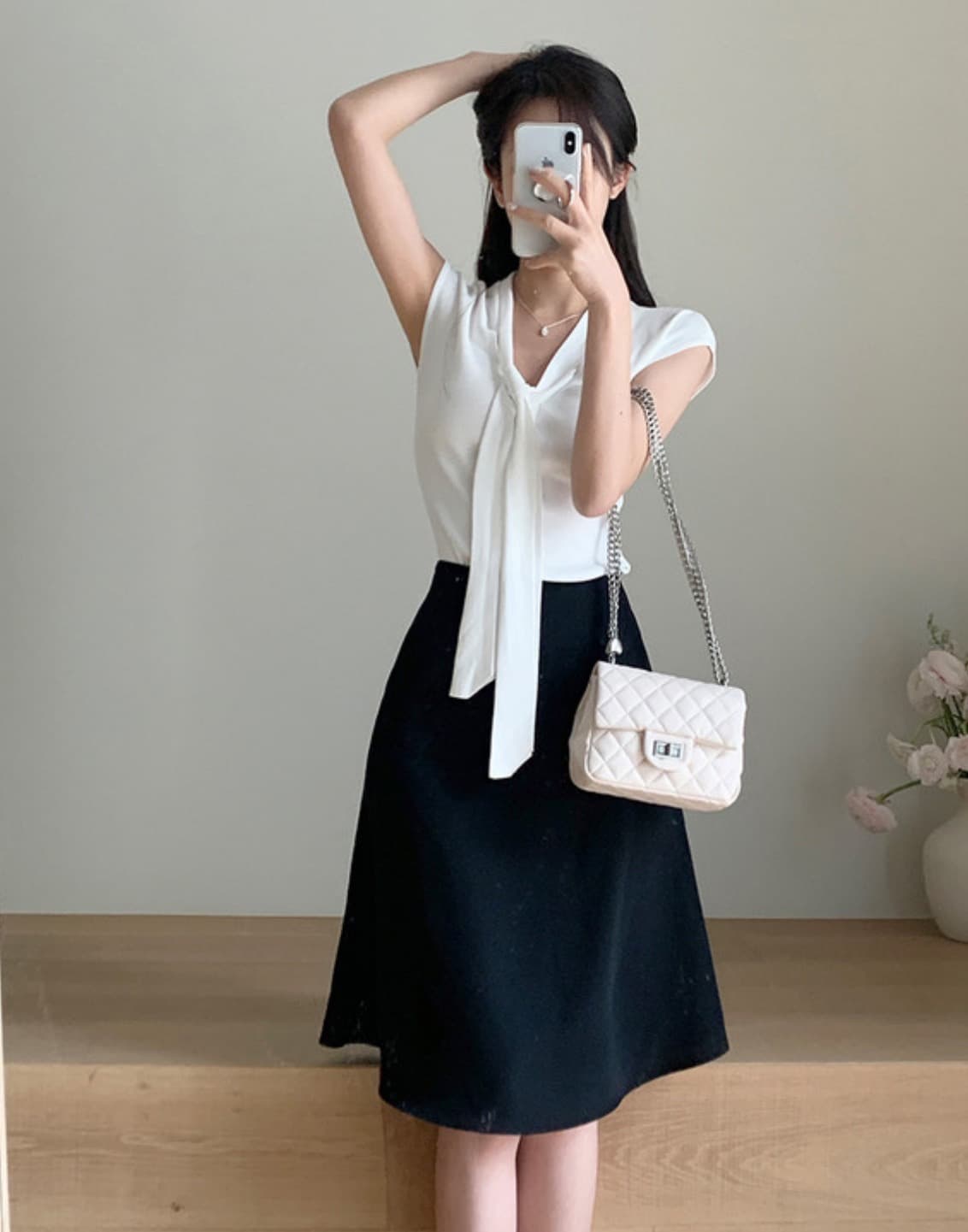 있음 선적 chic 여름 새로운 ins 디자인 센스 프랑스식 달콤함 레이스업 얇은 스타일 품격 반팔 니트 스웨터 상세 이미지 46