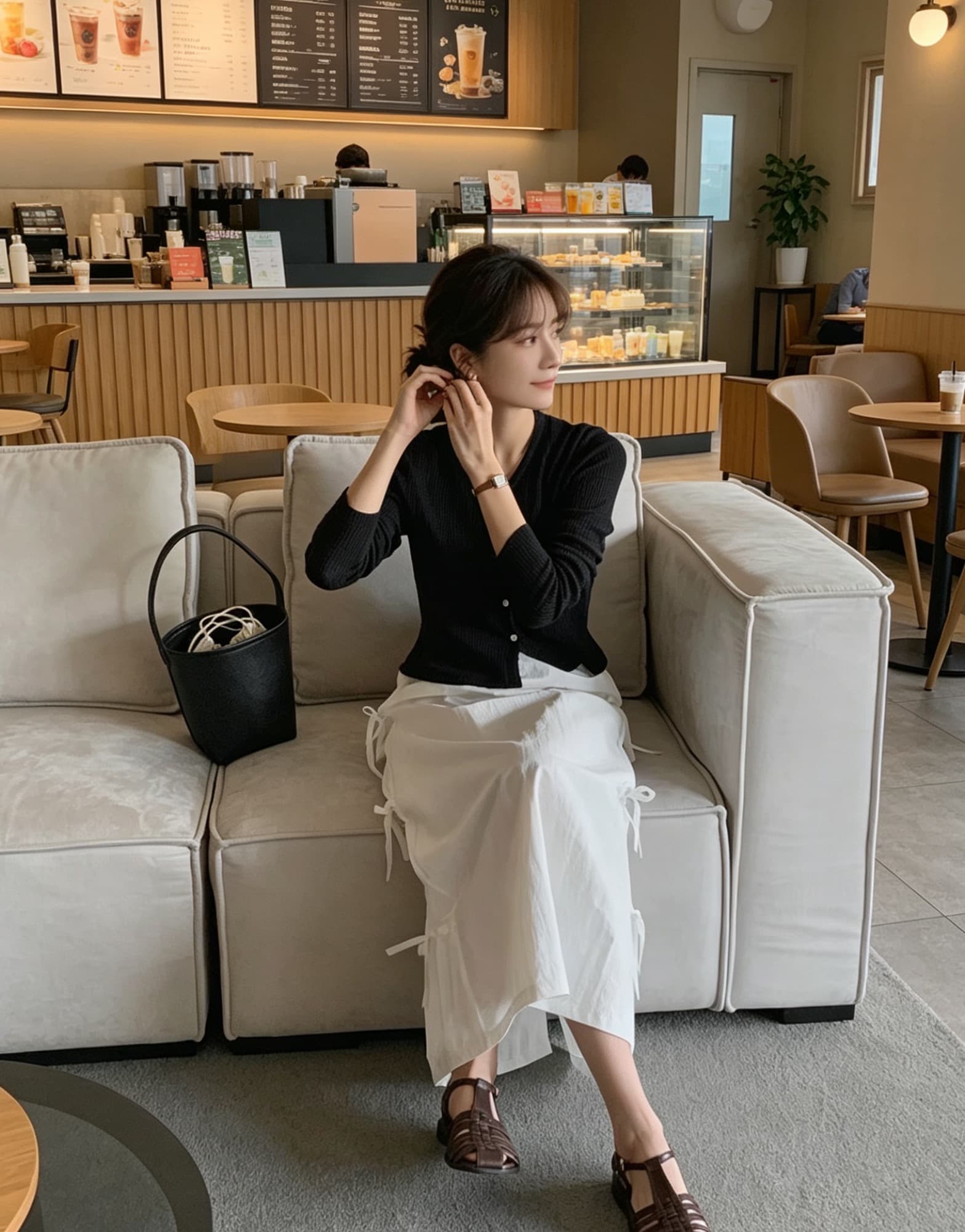있음 선적 사이즈 업데이트 한국 chic 여름 새로운 나비 넥타이 반신 스커트 여성 트임 롱 스커트 상세 이미지 22