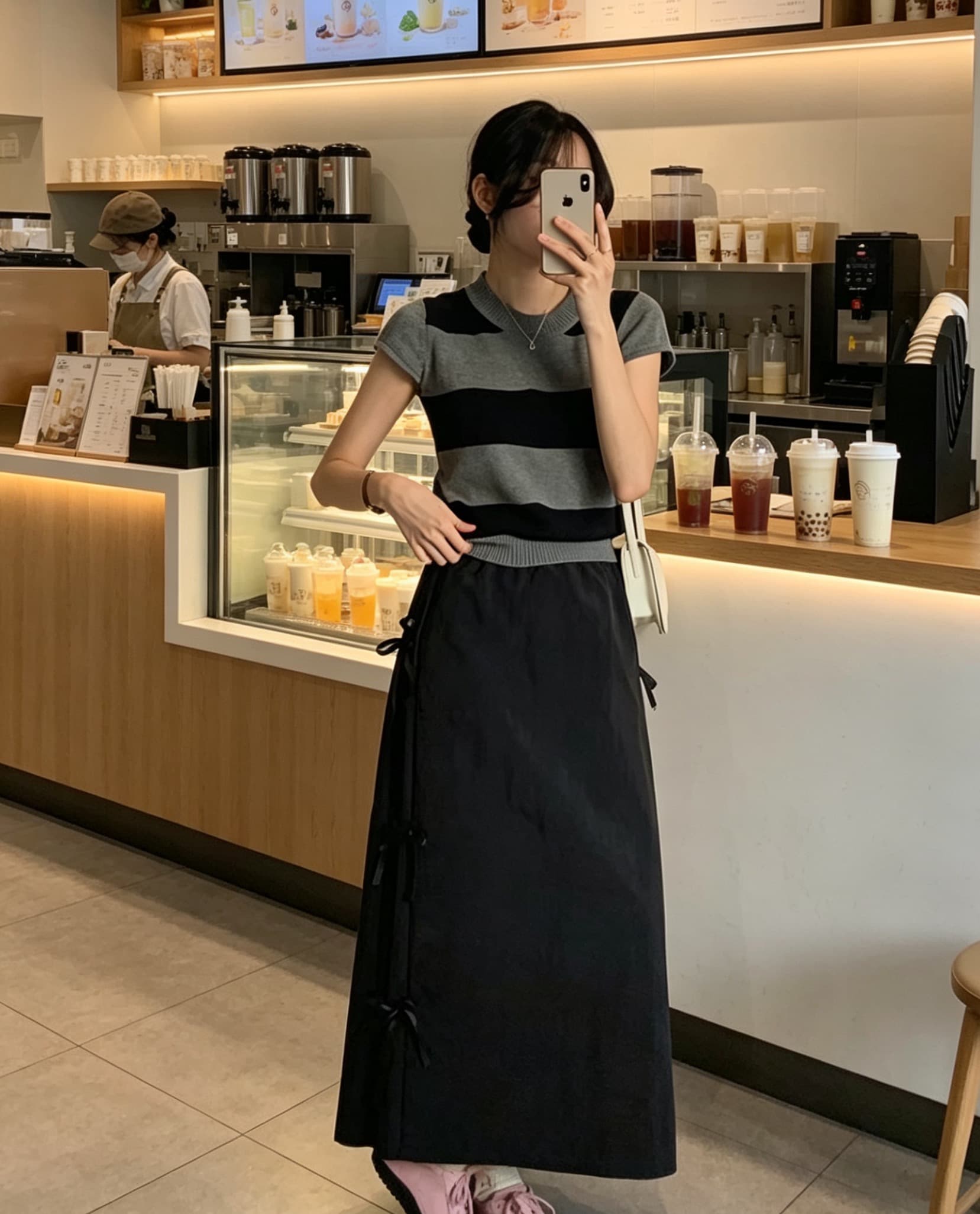 있음 선적 사이즈 업데이트 한국 chic 여름 새로운 나비 넥타이 반신 스커트 여성 트임 롱 스커트 상세 이미지 29