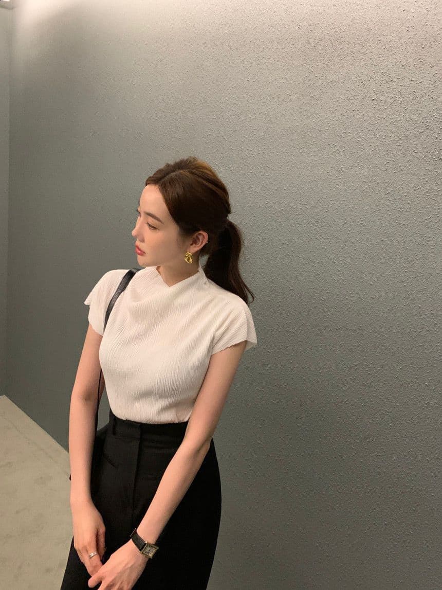 있음 선적 사이즈 업데이트 한국 chic 여름 프랑스식 패션 미니멀리즘 반팔 티셔츠 여성 몸매 가꾸기 슬림해 보이는 맨위 상세 이미지 46