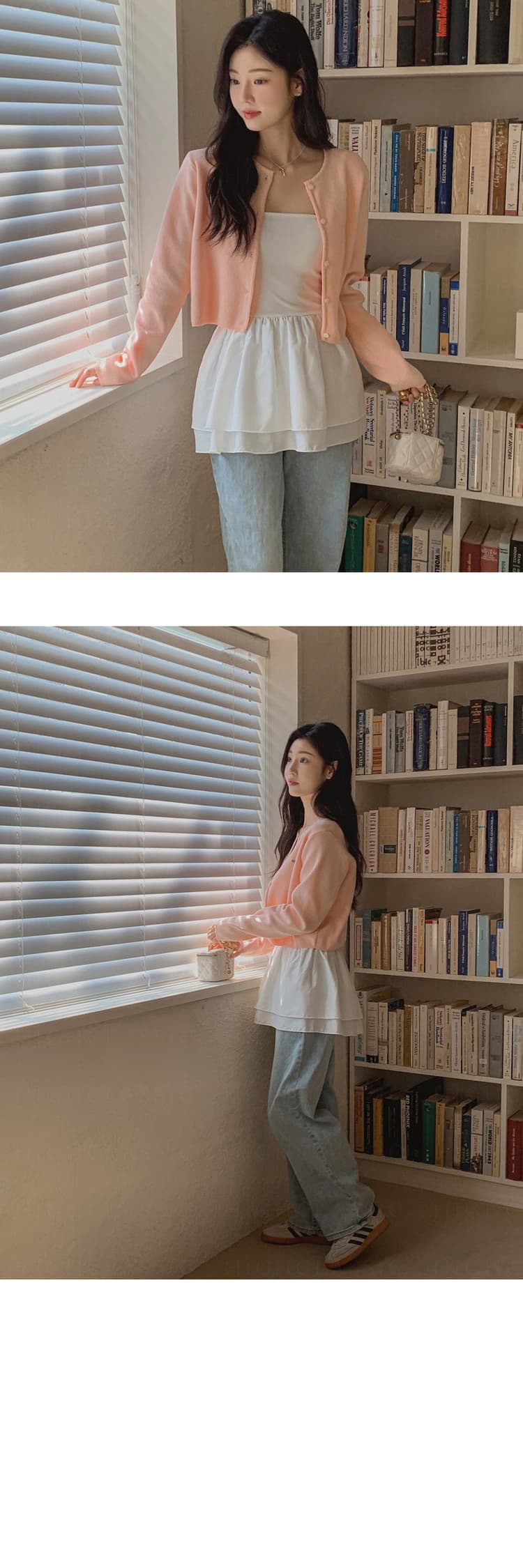 있음 선적 사이즈 업데이트 한국 chic 여름 새로운 레트로 미니멀리즘 인사이드 가져 가라. 프릴 슬립 드레스 상세 이미지 5
