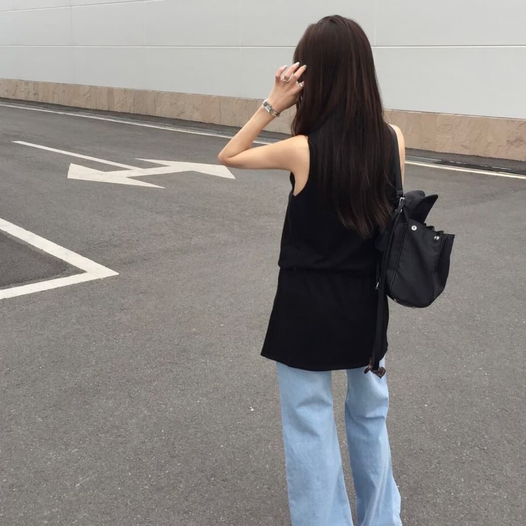 있음 선적 사이즈 업데이트 한국 chic 여름 품격 펌프 로프 허리 수축 슬림해 보이는 민소매 짧은 드레스 이미지 5