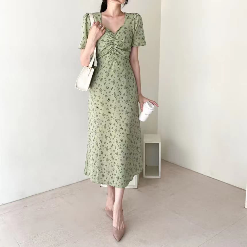 있음 선적 사이즈 업데이트 chic 작은 심장 기계 레이스업 홀로우 아웃 백리스 여성 드레스 허리 수축 쉬폰 꽃무늬 치마 상세 이미지 11