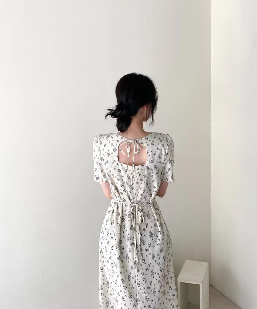 있음 선적 사이즈 업데이트 chic 작은 심장 기계 레이스업 홀로우 아웃 백리스 여성 드레스 허리 수축 쉬폰 꽃무늬 치마 상세 이미지 16