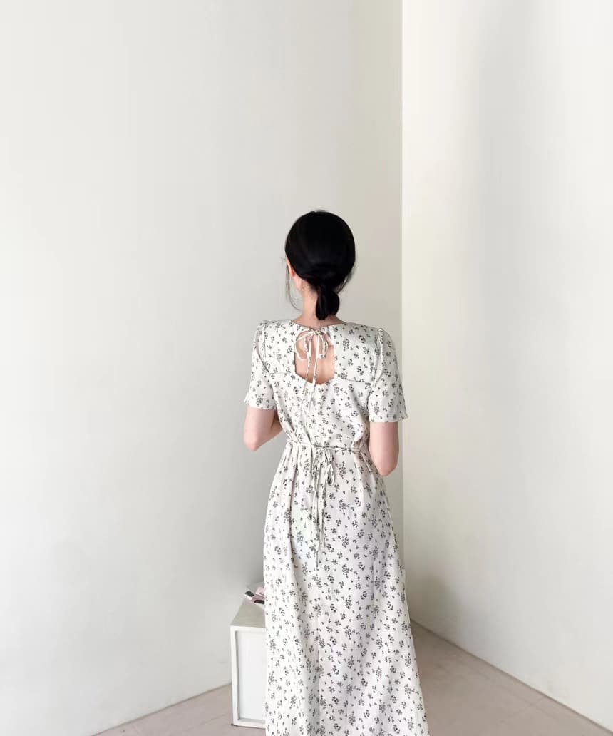 있음 선적 사이즈 업데이트 chic 작은 심장 기계 레이스업 홀로우 아웃 백리스 여성 드레스 허리 수축 쉬폰 꽃무늬 치마 상세 이미지 17