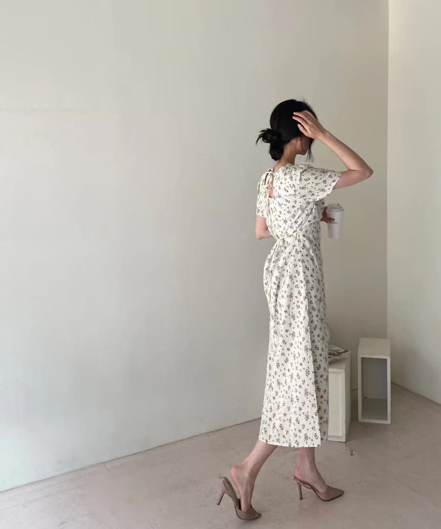 있음 선적 사이즈 업데이트 chic 작은 심장 기계 레이스업 홀로우 아웃 백리스 여성 드레스 허리 수축 쉬폰 꽃무늬 치마 상세 이미지 22