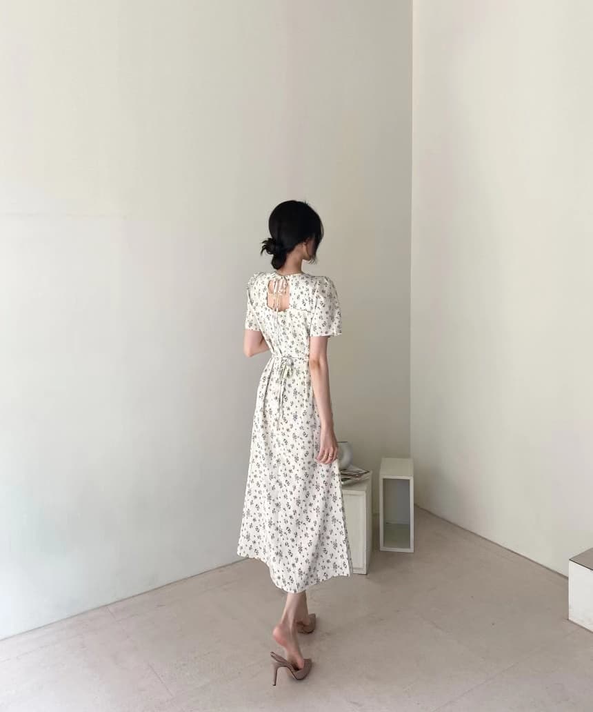 있음 선적 사이즈 업데이트 chic 작은 심장 기계 레이스업 홀로우 아웃 백리스 여성 드레스 허리 수축 쉬폰 꽃무늬 치마 상세 이미지 23