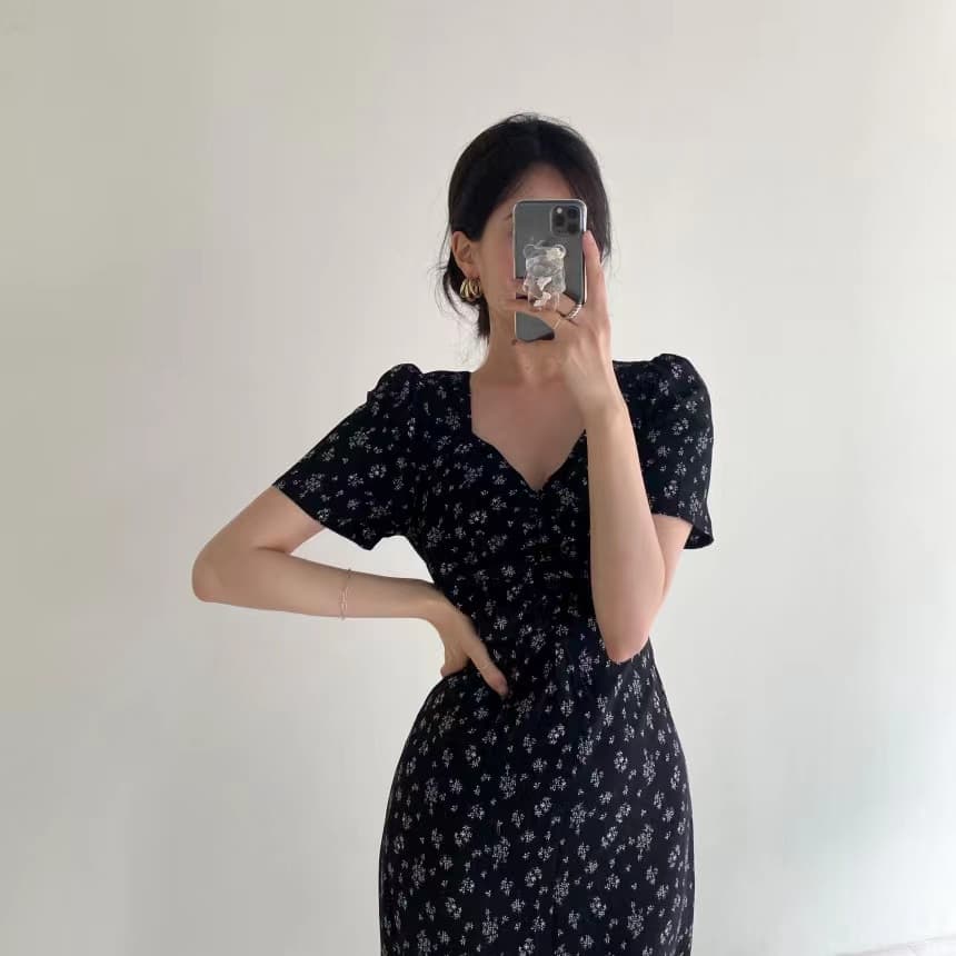 있음 선적 사이즈 업데이트 chic 작은 심장 기계 레이스업 홀로우 아웃 백리스 여성 드레스 허리 수축 쉬폰 꽃무늬 치마 상세 이미지 27