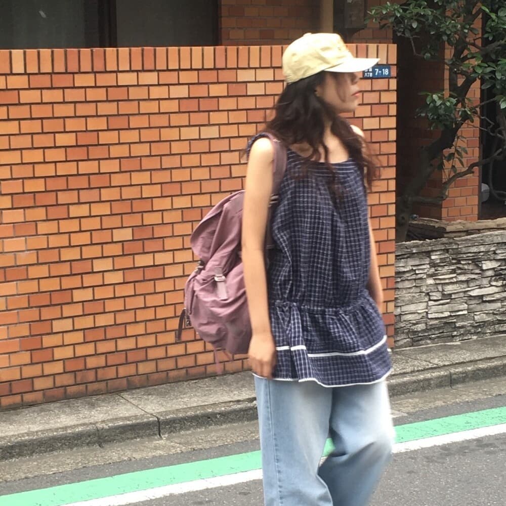있음 선적 사이즈 업데이트 한국 chic 여름 새로운 한 부서 달콤함 체크무늬 민소매 조끼 펌프 로프 드레스 이미지 5