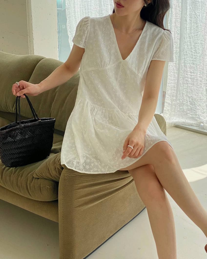 있음 선적 사이즈 업데이트 한국 chic 여름 새로운 레이스 자수 스택 가져 가라. 다용도 달콤함 드레스 상세 이미지 9