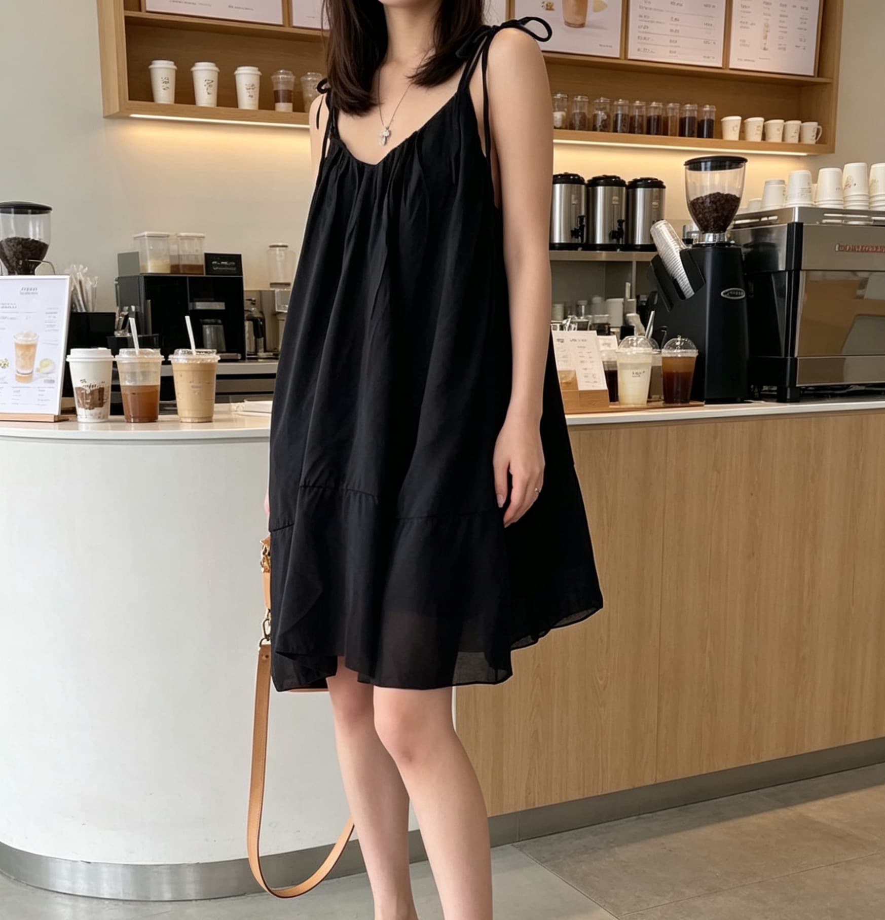 있음 선적 사이즈 업데이트 한국 chic 여름 새로운 휴가 바람 섹시함 백리스 슬립 드레스 이미지 2