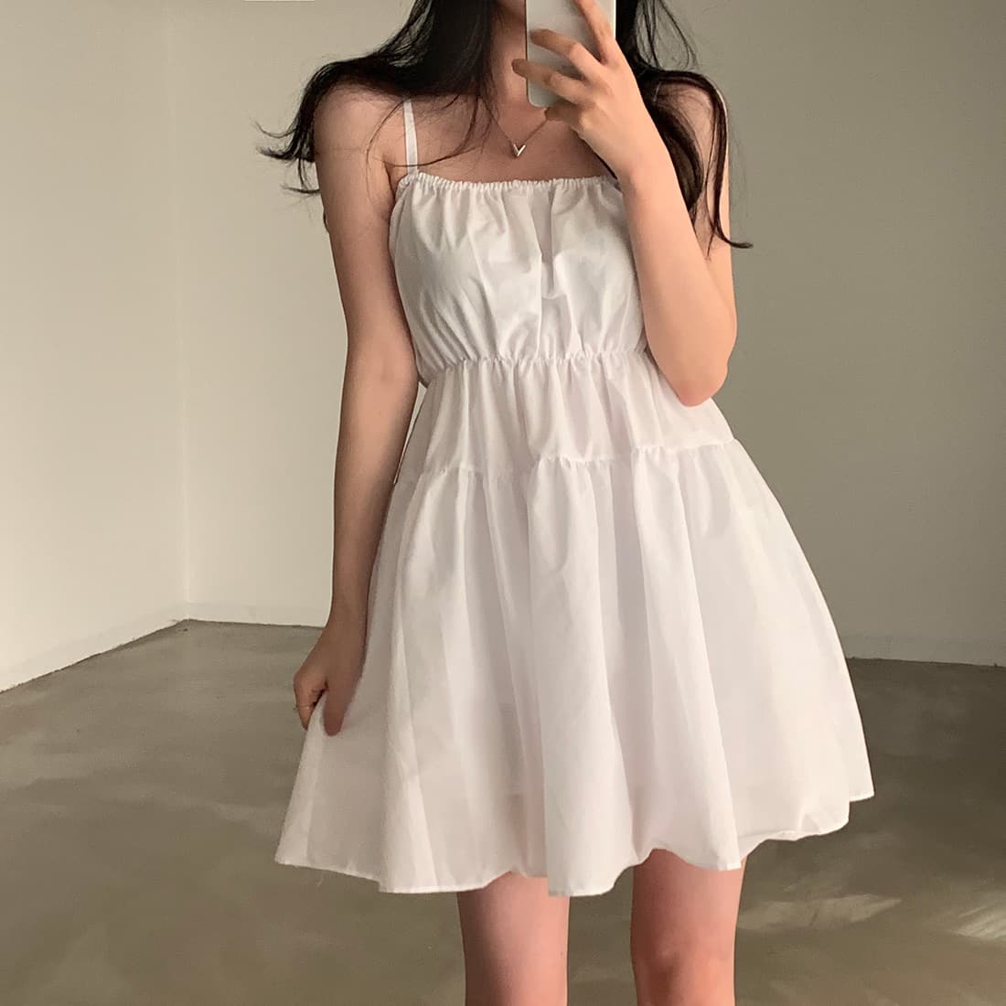 있음 선적 사이즈 업데이트 한국 chic 여름 새로운 귀여운 연령 감소 휴가 슬립 드레스 미니 스커트
