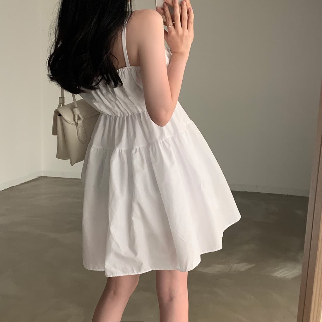 있음 선적 사이즈 업데이트 한국 chic 여름 새로운 귀여운 연령 감소 휴가 슬립 드레스 미니 스커트 이미지 3