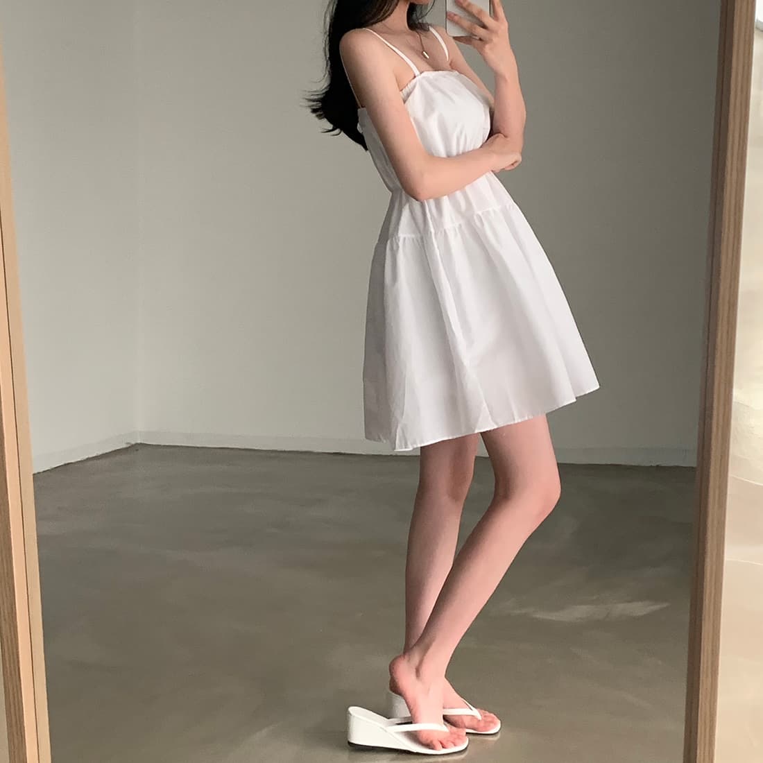 있음 선적 사이즈 업데이트 한국 chic 여름 새로운 귀여운 연령 감소 휴가 슬립 드레스 미니 스커트 상세 이미지 13