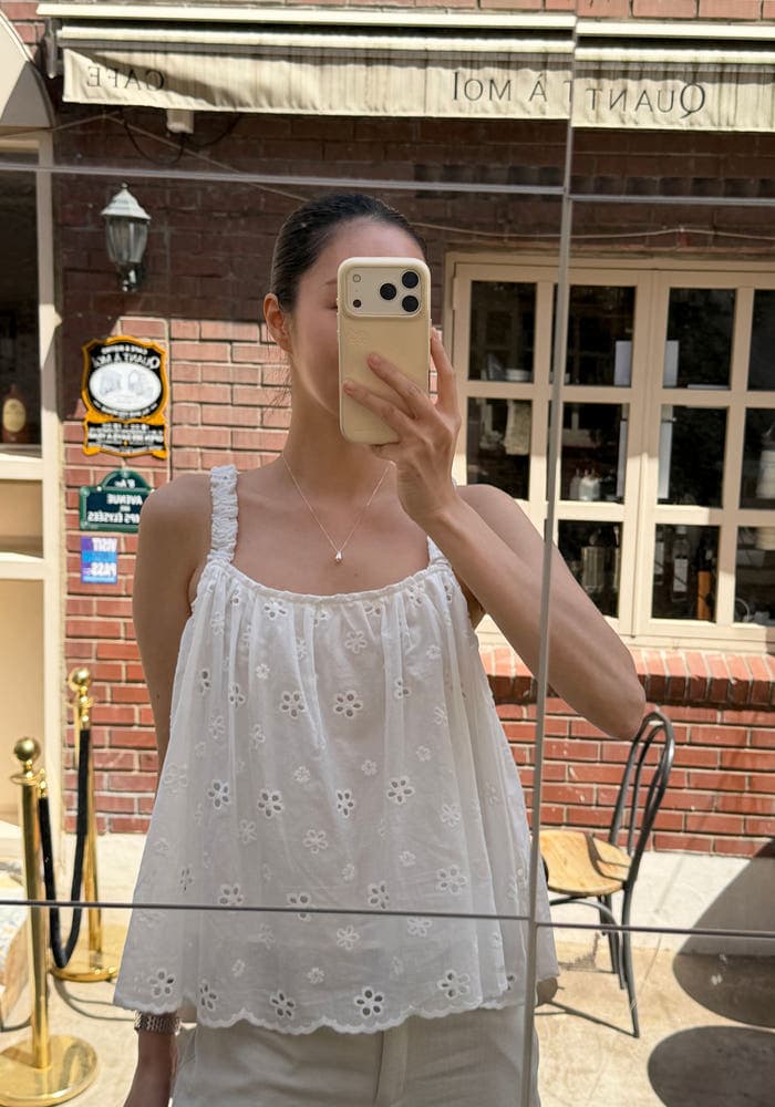 있음 선적 사이즈 업데이트 한국 chic 여름 새로운 3 차원 꽃 작은 청신 캐미솔 상세 이미지 7
