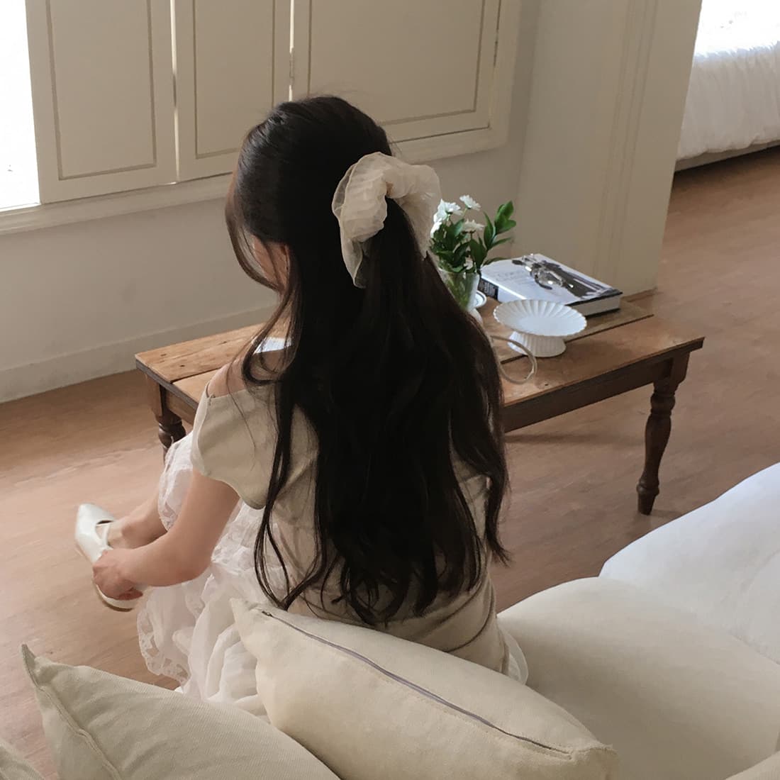 있음 선적 사이즈 업데이트 한국 chic 여름 새로운 순수한 욕망 바람 오프숄더 보트넥 허리 수축 슬림해 보이는 맨위 상세 이미지 14