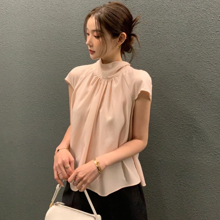 있음 선적 사이즈 업데이트 한국 chic 여름 새로운 프랑스식 디자인 센스 뒤로 스트랩 품격 셔츠