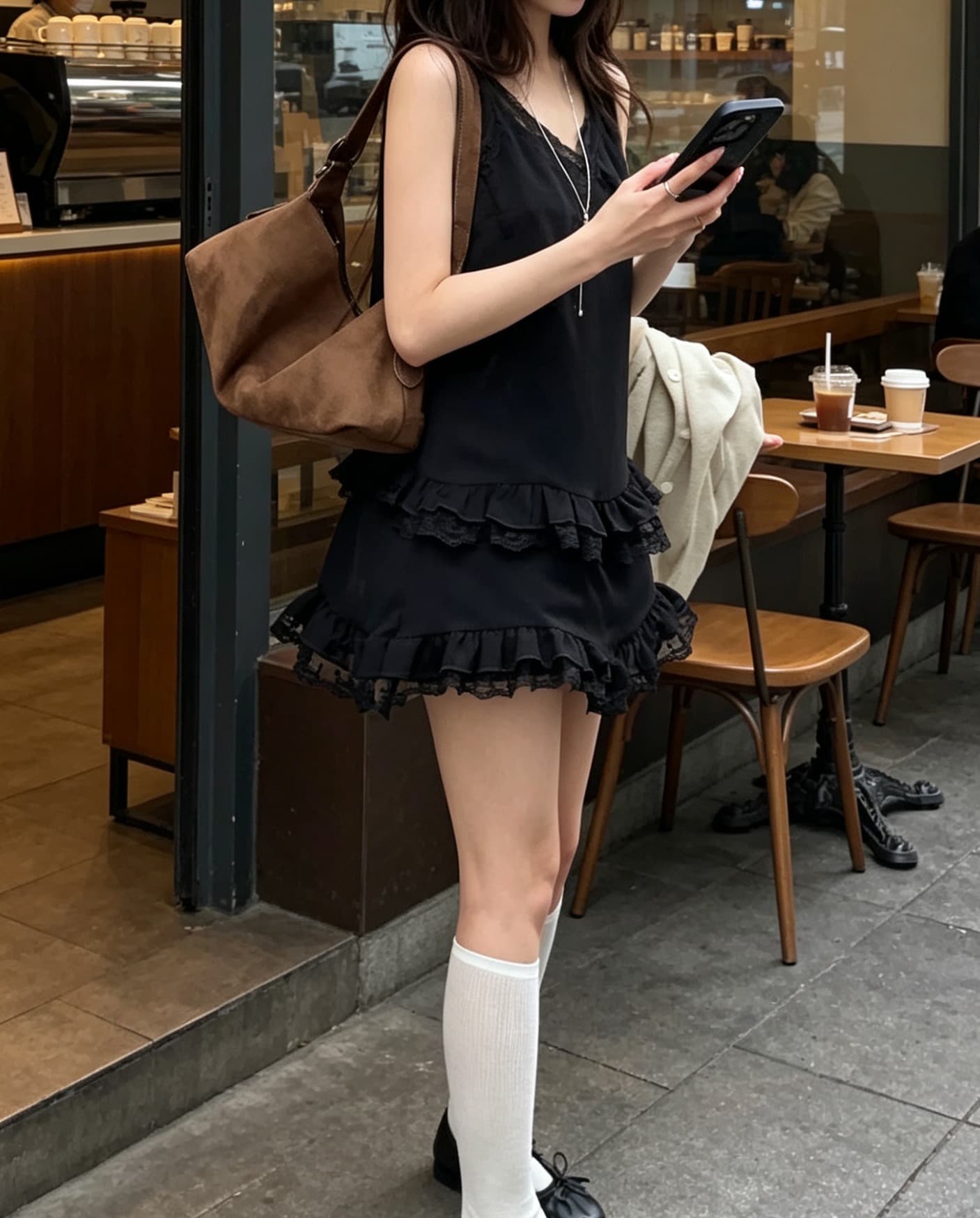 있음 선적 사이즈 업데이트 한국 chic 여름 새로운 V넥 레이스 조각 슬립 섹시함 짧은 드레스 상세 이미지 4