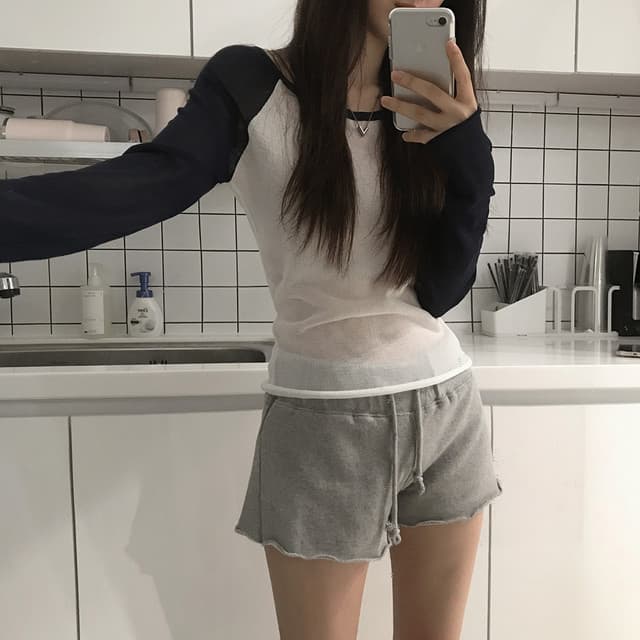 있음 선적 사이즈 업데이트 한국 chic 여름 새로운 얇은 스타일 통기성 패치워크 색상 품격 슬림해 보이는 니트 스웨터 상세 이미지 22