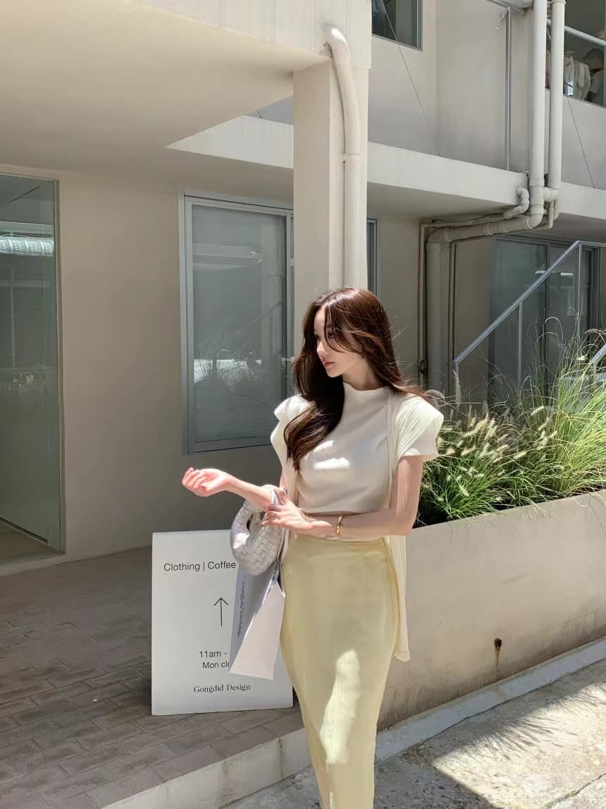 있음 선적 사이즈 업데이트 한국 chic 프랑스식 미니멀리즘 이후 트임 반신 스커트 여성 하이웨이스트 슬림해 보이는 롱 스커트 상세 이미지 4