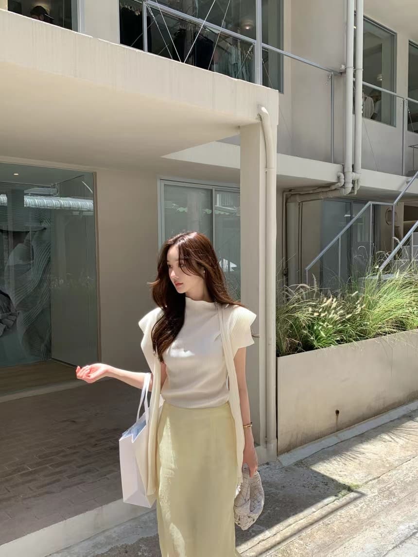 있음 선적 사이즈 업데이트 한국 chic 프랑스식 미니멀리즘 이후 트임 반신 스커트 여성 하이웨이스트 슬림해 보이는 롱 스커트 상세 이미지 5