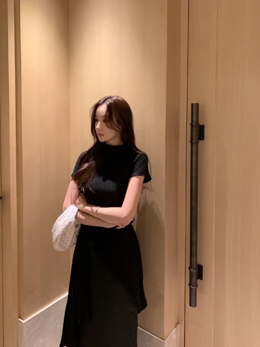 있음 선적 사이즈 업데이트 한국 chic 프랑스식 미니멀리즘 이후 트임 반신 스커트 여성 하이웨이스트 슬림해 보이는 롱 스커트 상세 이미지 24
