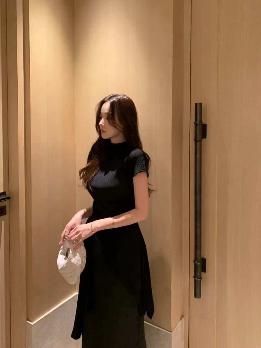 있음 선적 사이즈 업데이트 한국 chic 프랑스식 미니멀리즘 이후 트임 반신 스커트 여성 하이웨이스트 슬림해 보이는 롱 스커트 상세 이미지 25